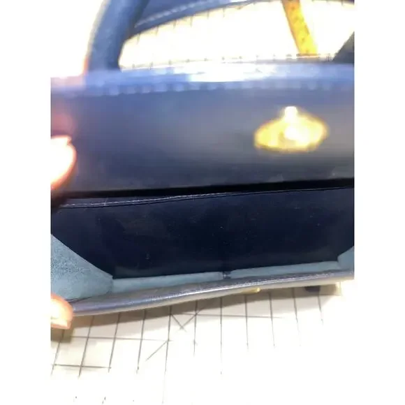 VINTAGE LEATHER FRANKLIN QUEST PORTFOLIO BRIEFCASE  NAVY BLUE - Picture 7 of 11